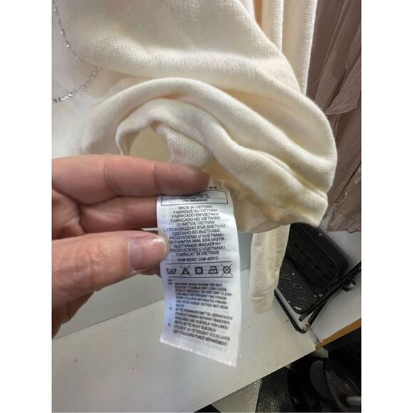 Adidas Off White Rhinestone Logo Cropped Hoodie Size M - Picture 9 of 10